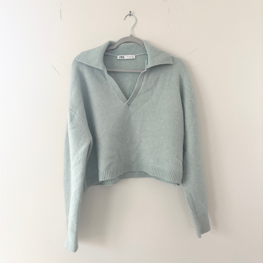 Zara POLO COLLAR KNIT SWEATER - M